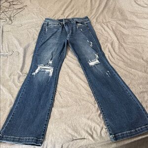 Judy Blue Dark Wash Distressed Flare Jeans